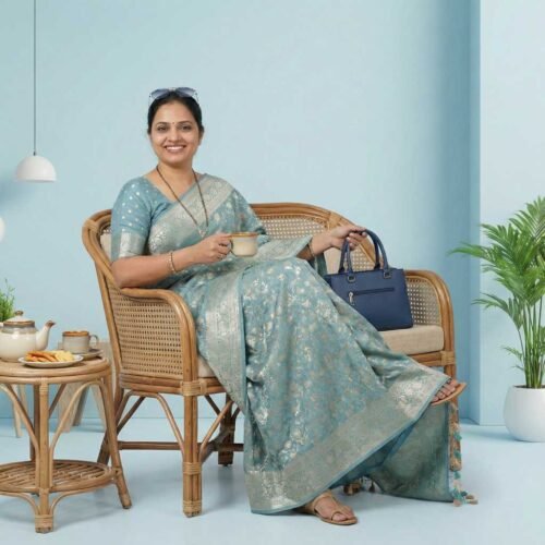 Sky Blue Georgette Saree