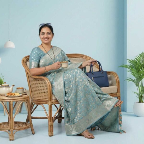 BS002349-1(1) Sky Blue Georgette Saree