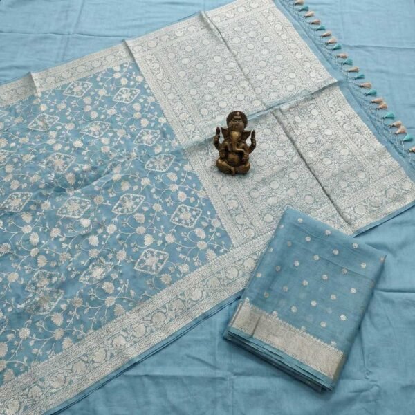 BS002349-1(2) Sky Blue Georgette Saree