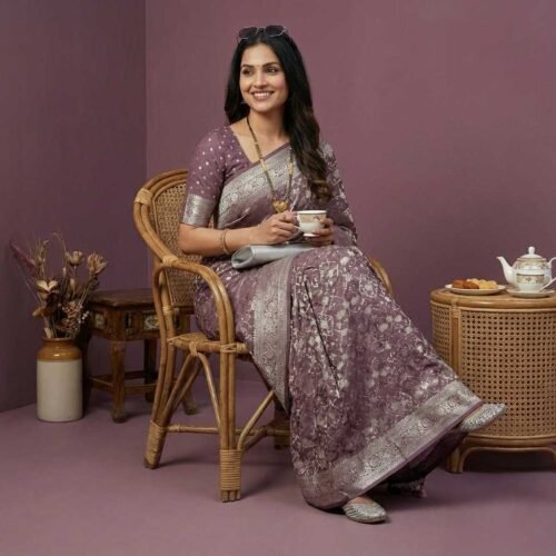 Light Coke Georgette Saree