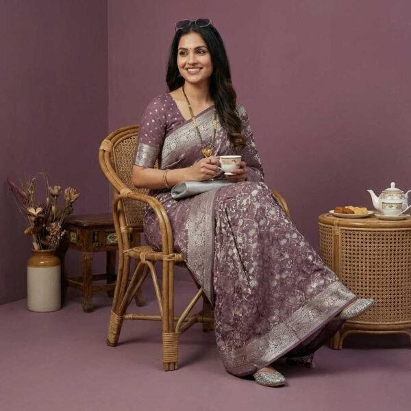 Light Coke Georgette Saree
