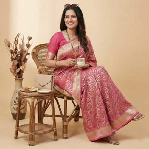 Peach Color Georgette Saree