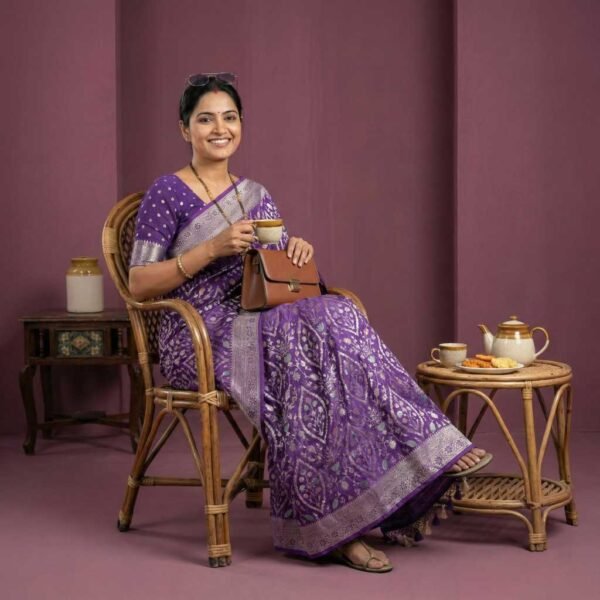 Dark Purple Georgette Saree