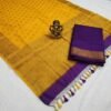 Mustard Purple Banarasi Pure Silk Saree