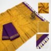 Mustard Purple Banarasi Pure Silk Saree