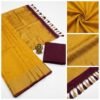 Mustard Wine Banarasi Pure Silk Saree