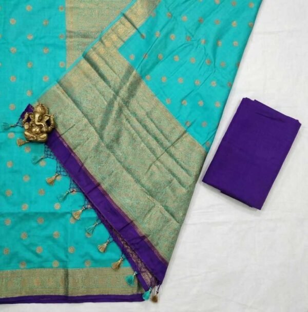 Firozi Purple Banarasi Pure Silk Saree