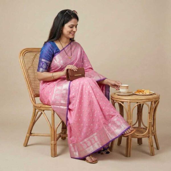BS002351-4(1) Gajri Blue Banarasi Pure Silk Saree