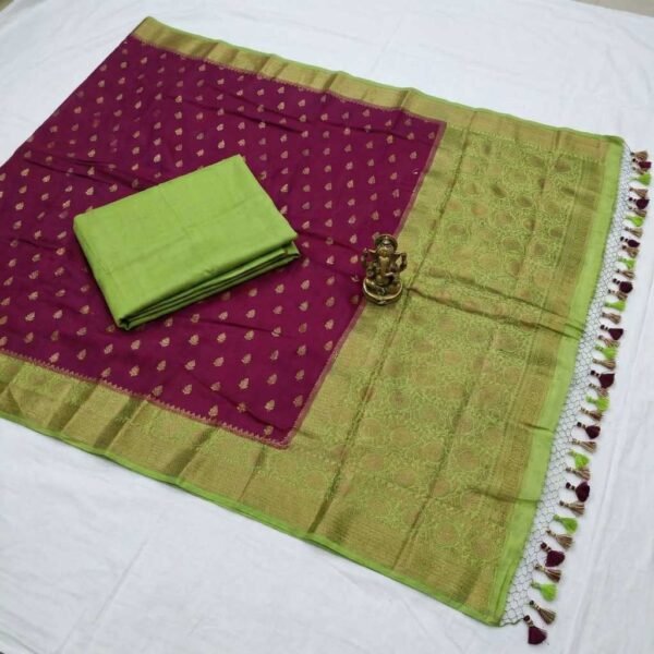 BS002352-1(4) Coke Green Banarasi Pure Silk Saree