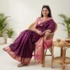 Wine Pink Banarasi Pure Silk Saree