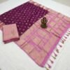 Wine Pink Banarasi Pure Silk Saree