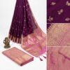 Wine Pink Banarasi Pure Silk Saree