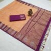 Orange Purple Banarasi Pure Silk Saree