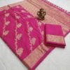 Pink Lahariya Banarasi Pure Silk Saree