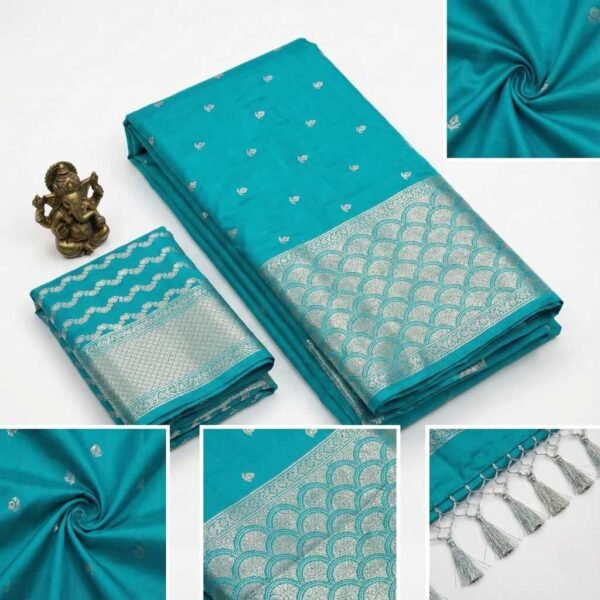 Light Firozi Banarasi Pure Silk Saree