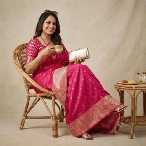 Pink Booty Banarasi Pure Silk Saree