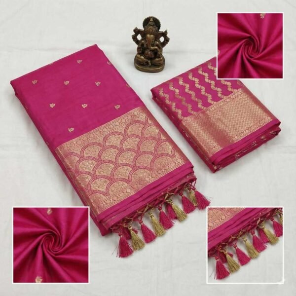 Pink Booty Banarasi Pure Silk Saree