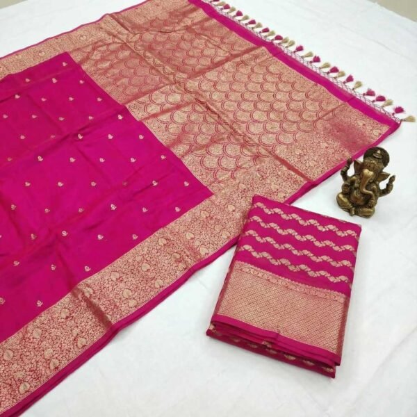 Pink Booty Banarasi Pure Silk Saree