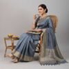 Grey Banarasi Pure Silk Saree