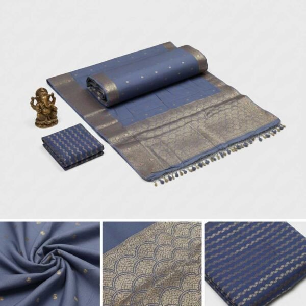 Grey Banarasi Pure Silk Saree