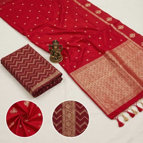 Red Booty Banarasi Pure Silk Saree