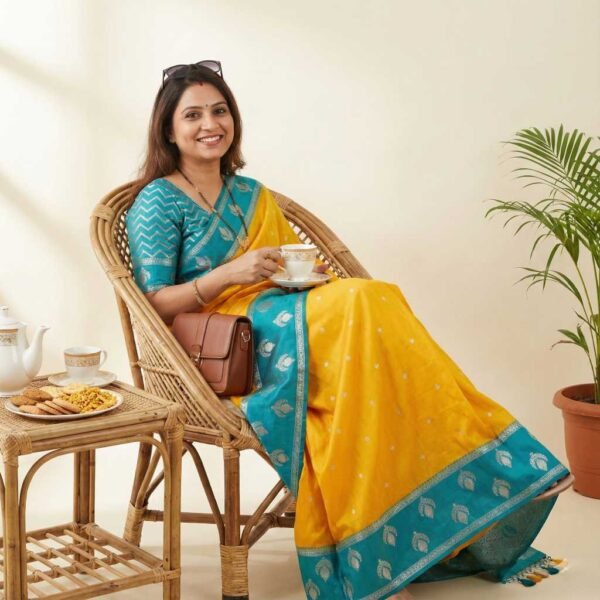 Yellow Banarasi Pure Silk Saree