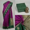 Purple Green Banarasi Pure Silk Saree
