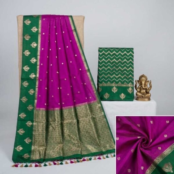 Purple Green Banarasi Pure Silk Saree