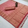 BS002358-3(3) Peach Banarasi Pure Silk Saree