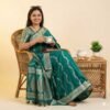 Dark Green Lahariya Banarasi Pure Silk Saree