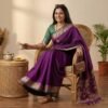 Dark Purple Green Banarasi Pure Silk Saree