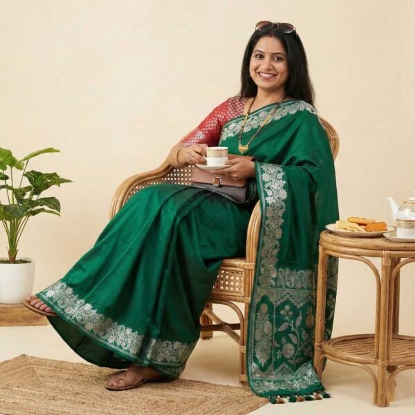 Green Pink Banarasi Pure Silk Saree