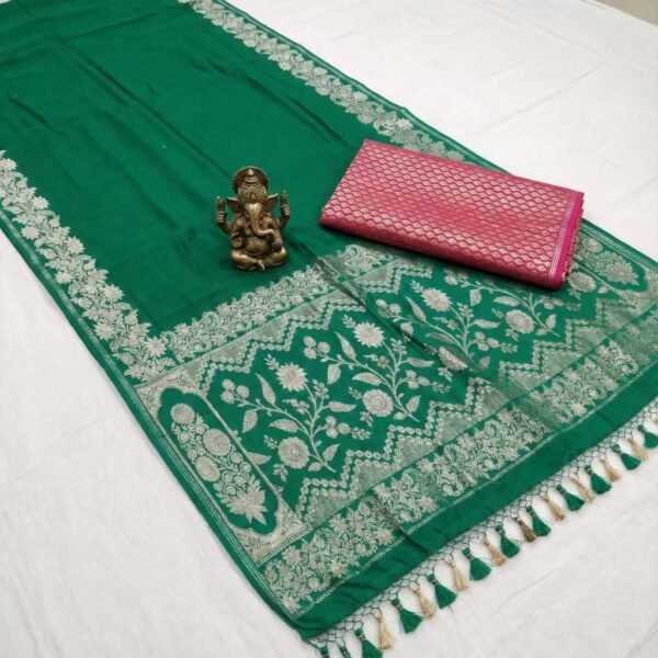 Green Pink Banarasi Pure Silk Saree