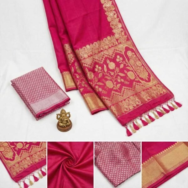 Rani Pink Banarasi Pure Silk Saree
