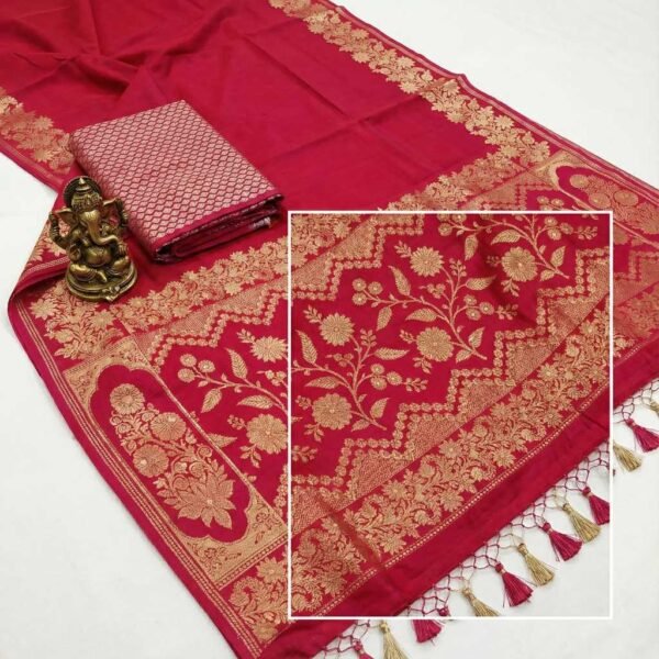 Rani Pink Banarasi Pure Silk Saree