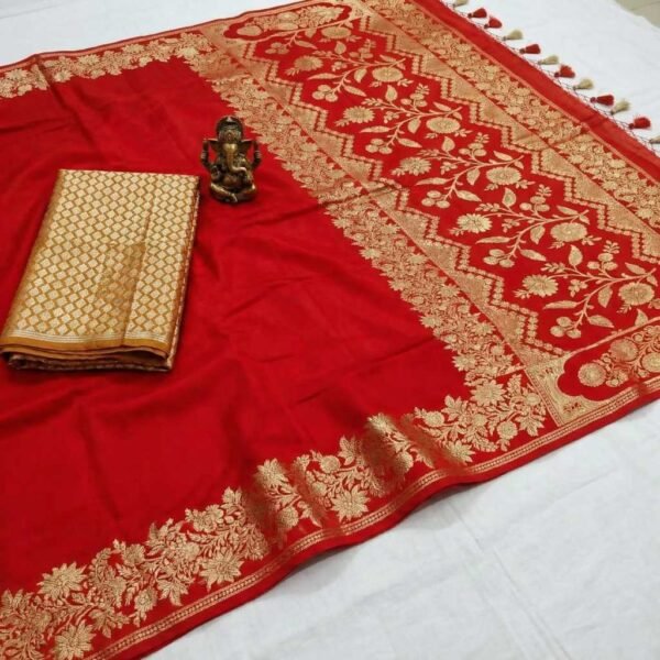 Red Golden Banarasi Pure Silk Saree
