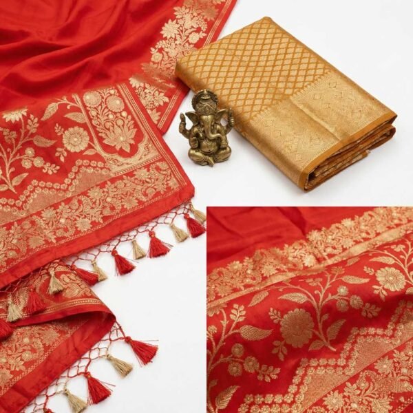 Red Golden Banarasi Pure Silk Saree