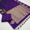 Lavender Banarasi Pure Silk Saree