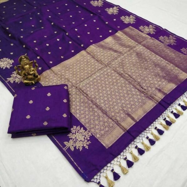 Lavender Banarasi Pure Silk Saree