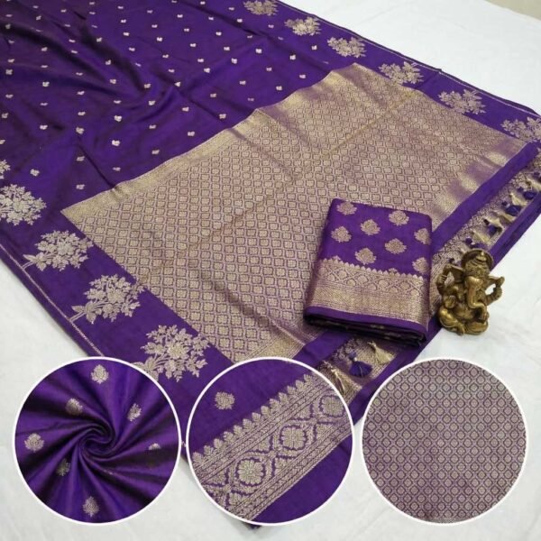 Lavender Banarasi Pure Silk Saree