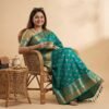 Dark Firozi Meenakari Banarasi Pure Silk Saree