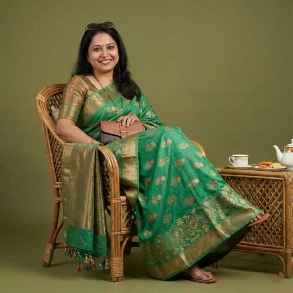 BS002365-2(1) Green Meenakari Banarasi Pure Silk Saree