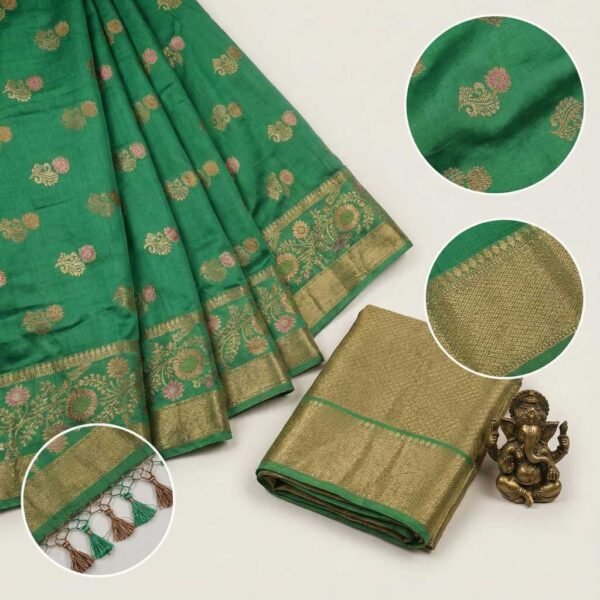 BS002365-2(2) Green Meenakari Banarasi Pure Silk Saree