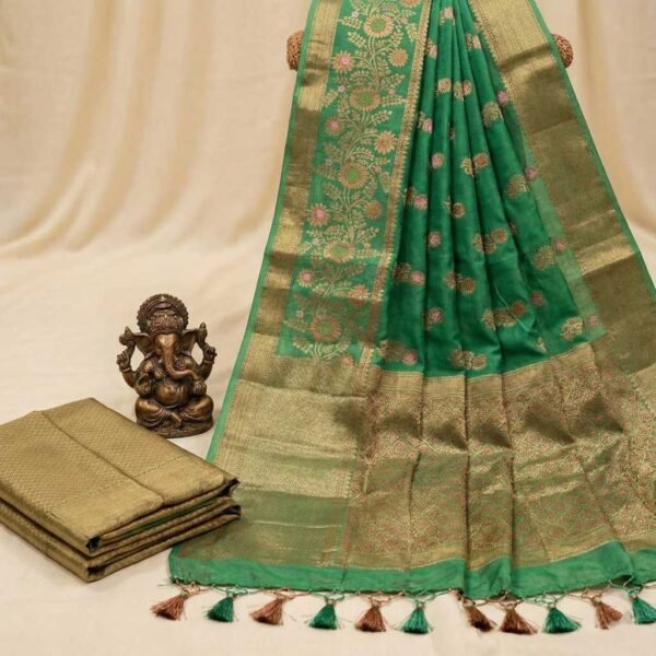 BS002365-2(3) Green Meenakari Banarasi Pure Silk Saree