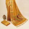 Yellow Booty Banarasi Pure Silk Saree