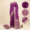 Purple Banarasi Pure Silk Saree