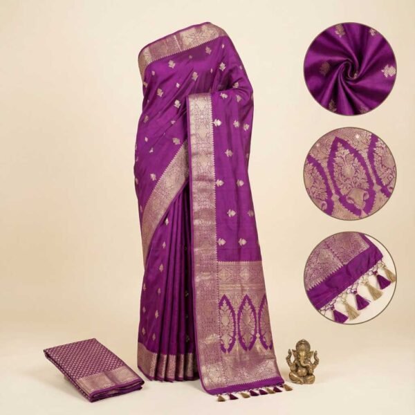 Purple Banarasi Pure Silk Saree