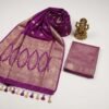 Purple Banarasi Pure Silk Saree