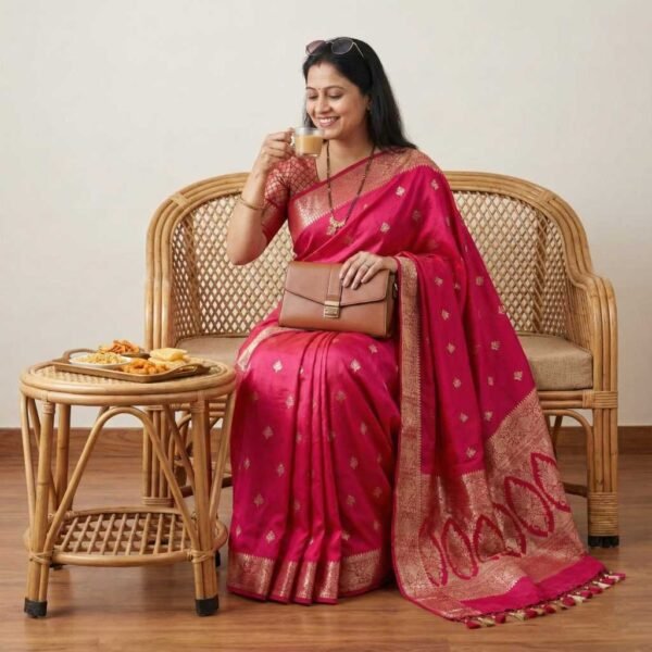 Pink Banarasi Pure Silk Saree