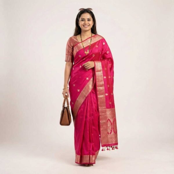 Pink Banarasi Pure Silk Saree